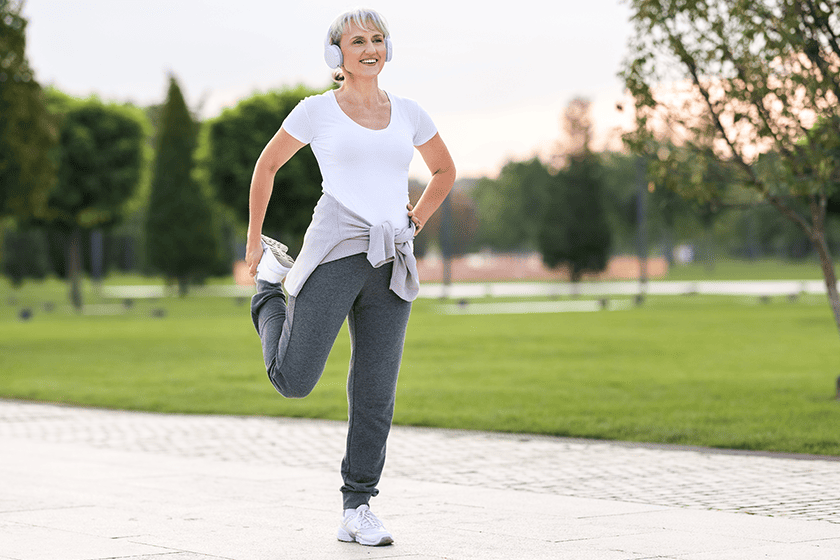 a woman doing leg streching 